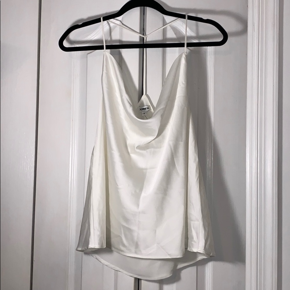 NWT large Express satin white cowl-neck cami
